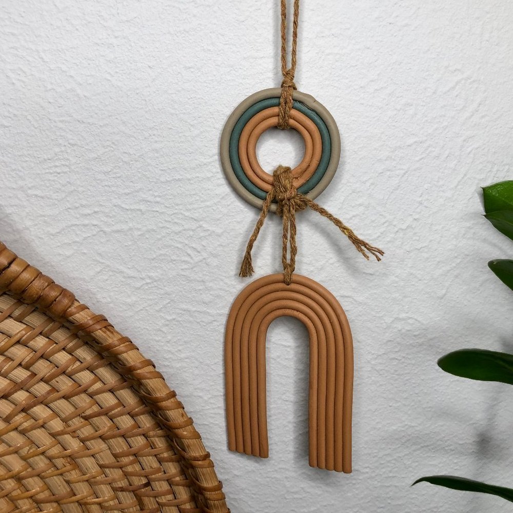 Boho Hand Crafted Clay Hanging Wall Art piece